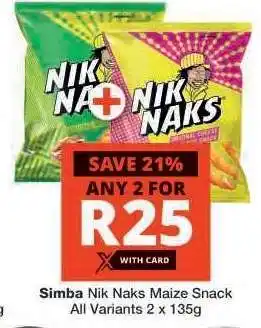 Checkers Simba Nik Naks Maize Snack offer