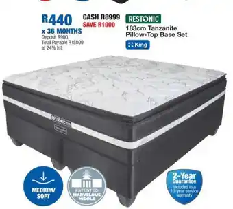 OK Furniture Restonic 183cm Tanzanite Pillow-Top Base Set offer