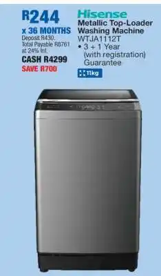 OK Furniture Hisense Metallic Top-Loader Washing Machine WTJA1112T offer