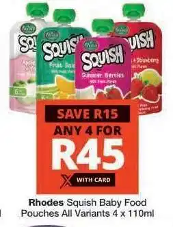 Checkers Rhodes Squish Baby Food Pouches offer