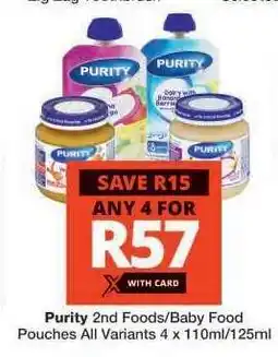 Checkers PURITY 2ND FOODS BABY FOOD offer