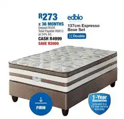 OK Furniture 137cm Espresso Base Set offer