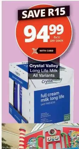 Checkers CRYSTAL VALLEY LONG LIFE MILK offer