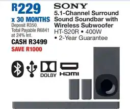 OK Furniture Sony 5.1-Channel Surround Sound Soundbar with Wireless Subwoofer offer