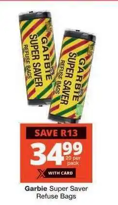 Checkers Garbie Super Saver Refuse Bags offer