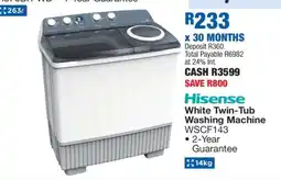OK Furniture Hisense White Twin-Tub Washing Machine WSCF143 offer