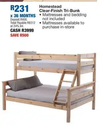 OK Furniture Homestead Clear-Finish Tri-Bunk offer