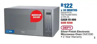 OK Furniture Defy Silver-Finish Electronic Microwave Oven DMO390 offer