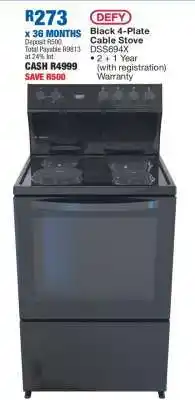 OK Furniture DEFY Black 4-Plate Cable Stove DSS694X offer