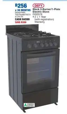 OK Furniture Defy Black 3-Burner/1-Plate Electric Stove offer