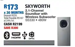 OK Furniture SKYWORTH 2.1 Channel Soundbar with Wireless Subwoofer offer