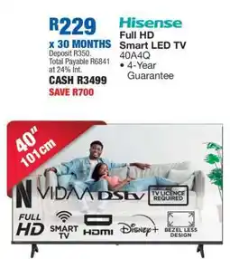 OK Furniture Hisense Full HD Smart LED TV 40A4Q offer