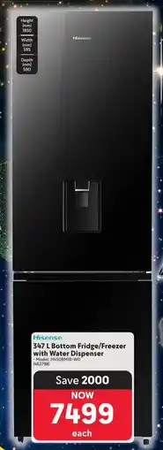 Makro Hisense Bottom Fridge/ Freezer with Water Dispenser offer