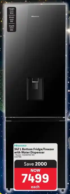Makro Hisense Bottom Fridge/ Freezer with Water Dispenser offer