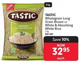 Makro TASTIC Wholegrain Long Grain Brown or White & Absorbing White Rice offer