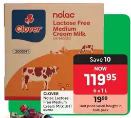 Makro CLOVER Nolac Lactose Free Medium Cream Milk UHT offer