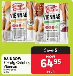 Makro RAINBOW Simply Chicken Viennas offer