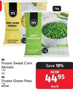 Makro m Frozen Sweet Corn Kernels or m Frozen Green Peas offer