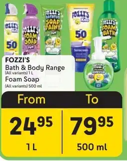 Makro FOZZI'S Bath & Body Range, Foam Soap offer