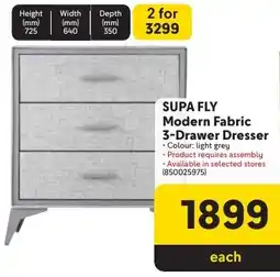 Makro SUPA FLY Modern Fabric 3-Drawer Dresser offer