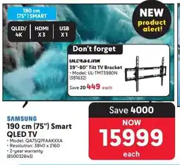 Makro SAMSUNG 190 cm 75" Smart QLED TV offer