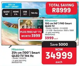 Makro Hisense 254 cm 100" Smart QLED TV 144 Hz offer
