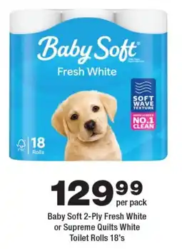 OK Liquor Baby Soft 2-Ply Fresh White or Supreme Quilts White Toilet Rolls offer