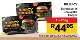 Jumbo PB JUICY Barbeque or Chakalaka Burger offer