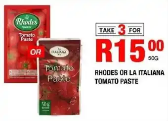 Take 'n Pay Rhodes or la italiana tomato paste offer