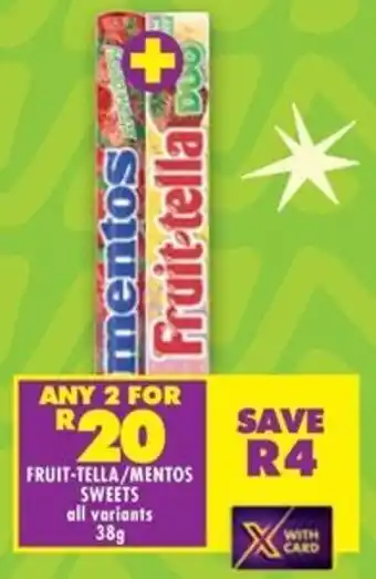 Shoprite Fruit-tella/ mentos sweets offer