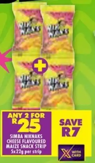 Shoprite Simba niknaks cheese flavoured maize snack strip offer