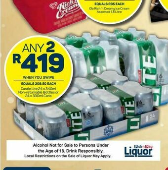 Pick n Pay Castle lite beer 2 offer