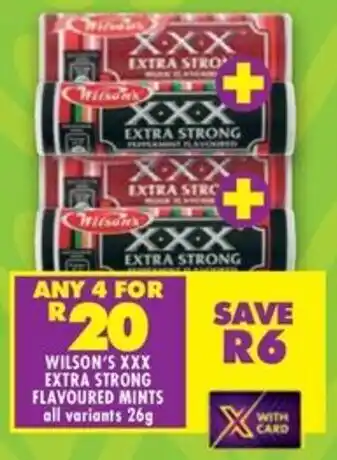 Shoprite Wilson's xxx extra strong flavoured mints offer