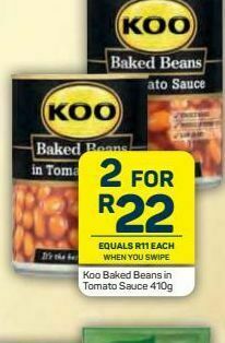Pick n Pay Koo baked beans in tomato sauce 2 offer