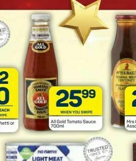 Pick n Pay All gold tomato sauce offer