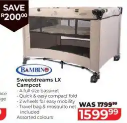 Baby City Bambino Sweetdreams LX Campcot offer