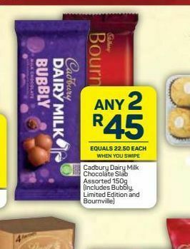 Pick n Pay Cadbury chocolate slabs 2 offer