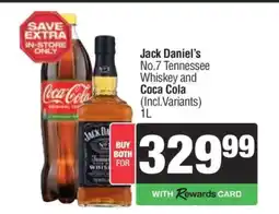 Spar Tops Jack Daniel’s No.7 Tennessee Whiskey and Coca Cola offer