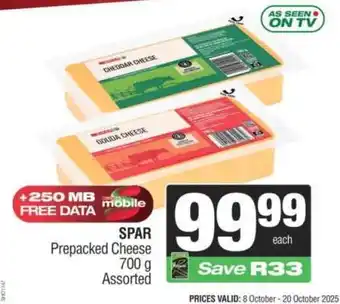 Spar SPAR Prepacked Cheese offer