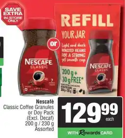 Spar Nescafé Classic Coffee Granules or Doy Pack offer