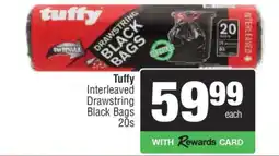 Spar Tuffy Interleaved Drawstring Black Bags 20s offer