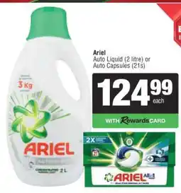 Spar Ariel Auto Liquid 2 litre or Auto Capsules 21s offer