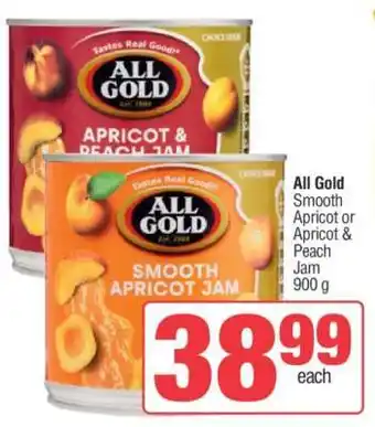 Spar All Gold Smooth Apricot or Apricot & Peach Jam offer