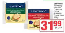 Spar Lancewood Individually Wrapped Cheddar or Gouda Processed Cheese Slices offer