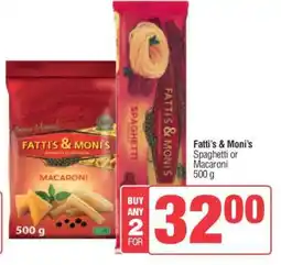 Spar Fatti's & Moni's Spaghetti or Macaroni 500 g offer