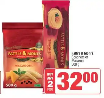 Spar Fatti's & Moni's Spaghetti or Macaroni 500 g offer