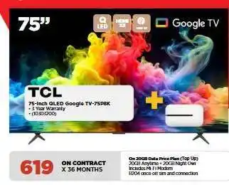 HiFi Corp TCL 75-Inch QLED Google TV-75P8K offer