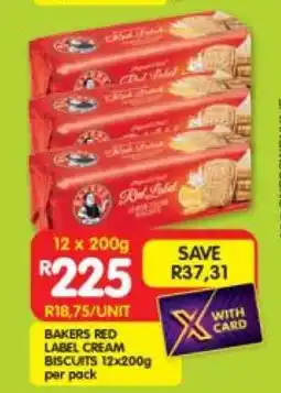Shoprite BAKERS RED LABEL CREAM BISCUITS 12x200g per pack offer