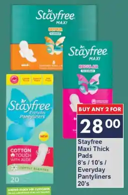 President Hyper Stayfree Maxi Thick Pads/ Everyday Pantyliners offer