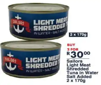 President Hyper Sailors Light Meat Shredded Tuna in Water Salt Added offer